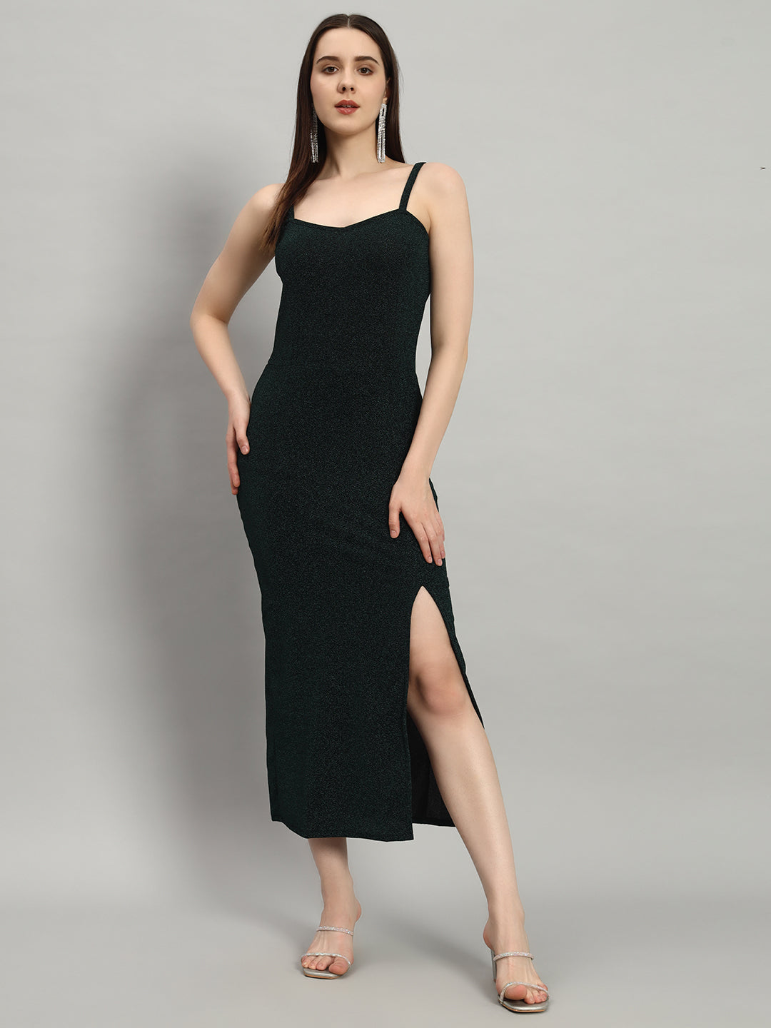 Women Lycra Sheen Bodycon Maxi Dress