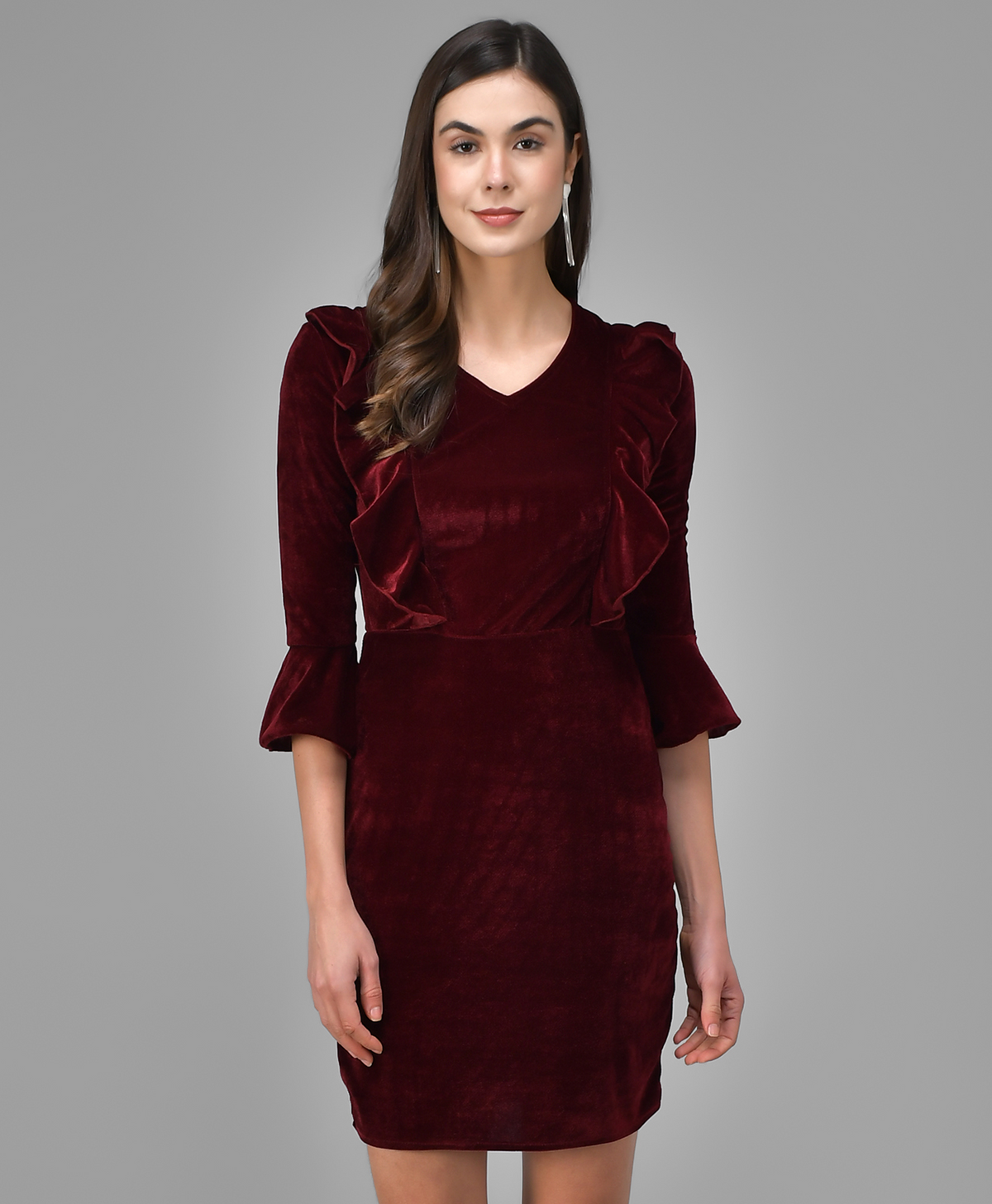 Quarter Bell Sleeves Party Dress