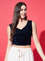 V-Neck Velvet Saree Blouse