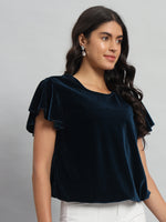 Women’s Velvet Flutter Sleeve Top