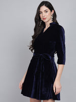 Tie-Ups Velvet Fit & Flare Dress