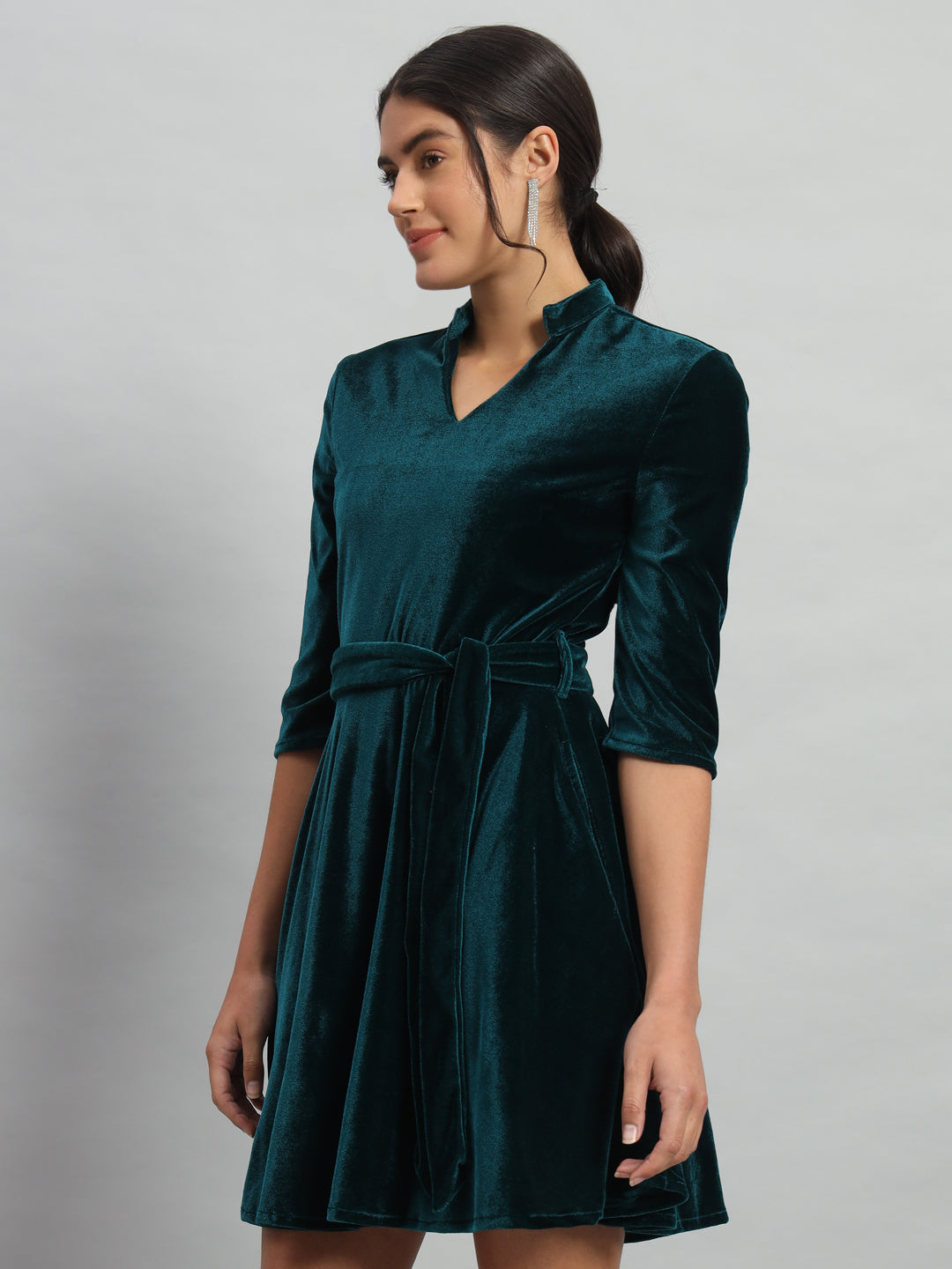 Tie-Ups Velvet Fit & Flare Dress