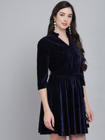 Tie-Ups Velvet Fit & Flare Dress