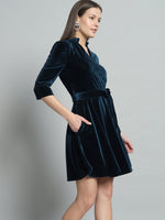 Tie-Ups Velvet Fit & Flare Dress