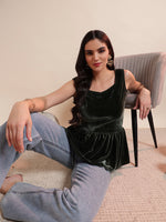 Velvet Peplum Top