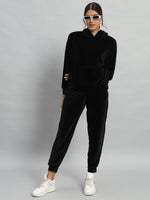Velvet Tracksuit Set for Women with Hoodie and Handy Pockets