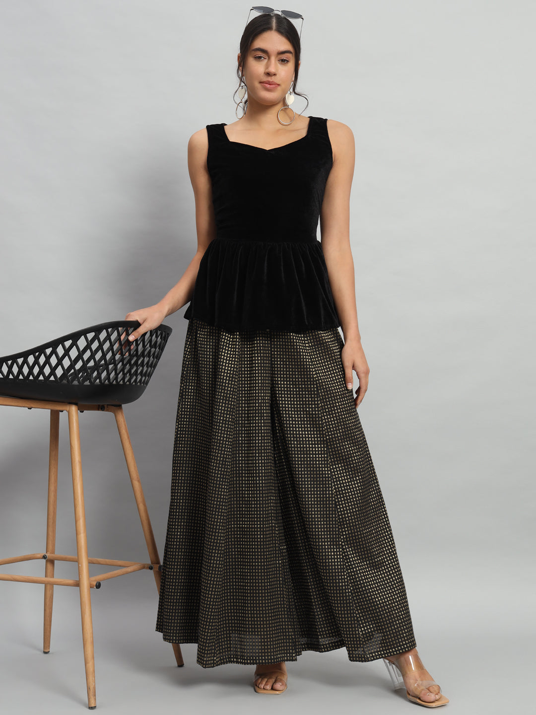Velvet Peplum Top