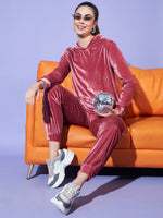 Velvet Tracksuit Set for Women with Hoodie and Handy Pockets