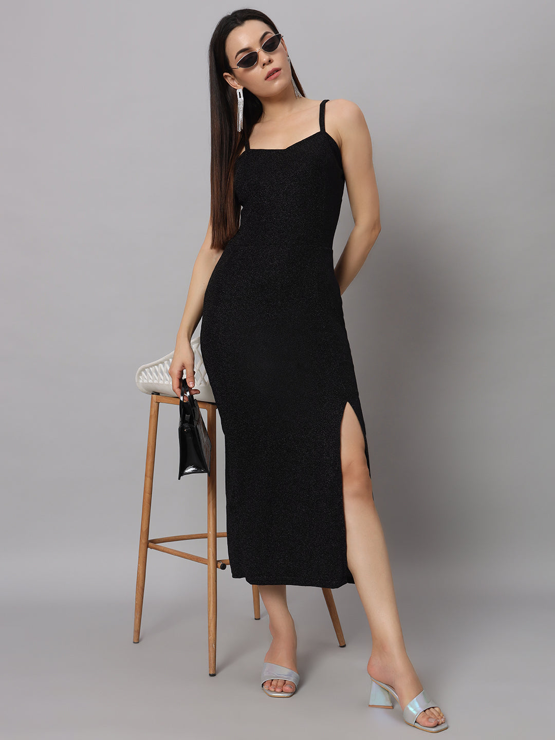 Women Lycra Sheen Bodycon Maxi Dress