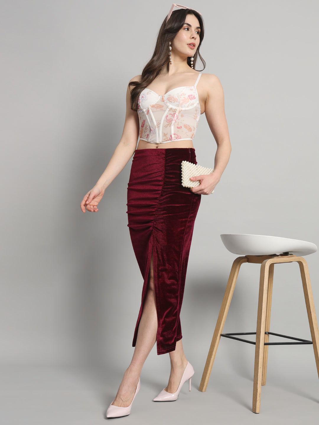 Women A-Line Midi Pencil Skirt