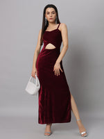 Women Sweetheart Neck Shoulder Straps Cut-Outs Sheath Maxi Dress