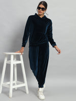 Velvet Tracksuit Set for Women with Hoodie and Handy Pockets