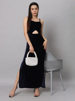 Women Sweetheart Neck Shoulder Straps Cut-Outs Sheath Maxi Dress