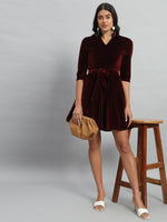 Tie-Ups Velvet Fit & Flare Dress