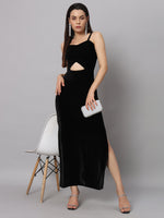 Women Sweetheart Neck Shoulder Straps Cut-Outs Sheath Maxi Dress