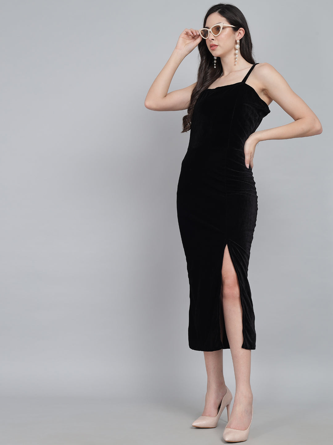 Velvet Sheath Midi Dress