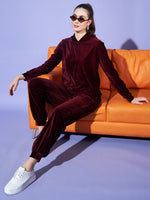 Velvet Tracksuit Set for Women with Hoodie and Handy Pockets