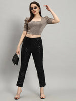 Lycra Party Puff Sleeves Shiny Readymade Blouse