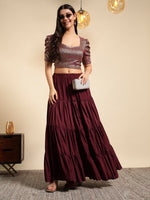 Metallic Shimmer Ruched Sleeve Top