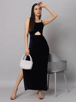 Women Sweetheart Neck Shoulder Straps Cut-Outs Sheath Maxi Dress