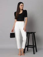 Lycra Party Puff Sleeves Shiny Readymade Blouse