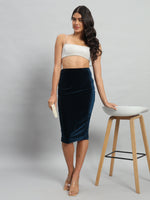 Knee Length Velvet Pencil Skirt