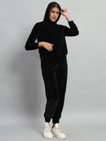 Velvet Tracksuit Set for Women with Hoodie and Handy Pockets