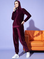 Velvet Tracksuit Set for Women with Hoodie and Handy Pockets