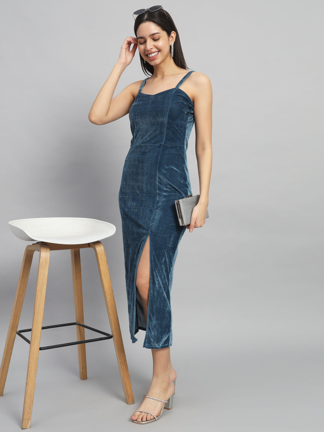 Velvet Sheath Midi Dress