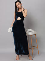 Women Sweetheart Neck Shoulder Straps Cut-Outs Sheath Maxi Dress