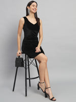 V-Neck Velvet Bodycon Mini Dress