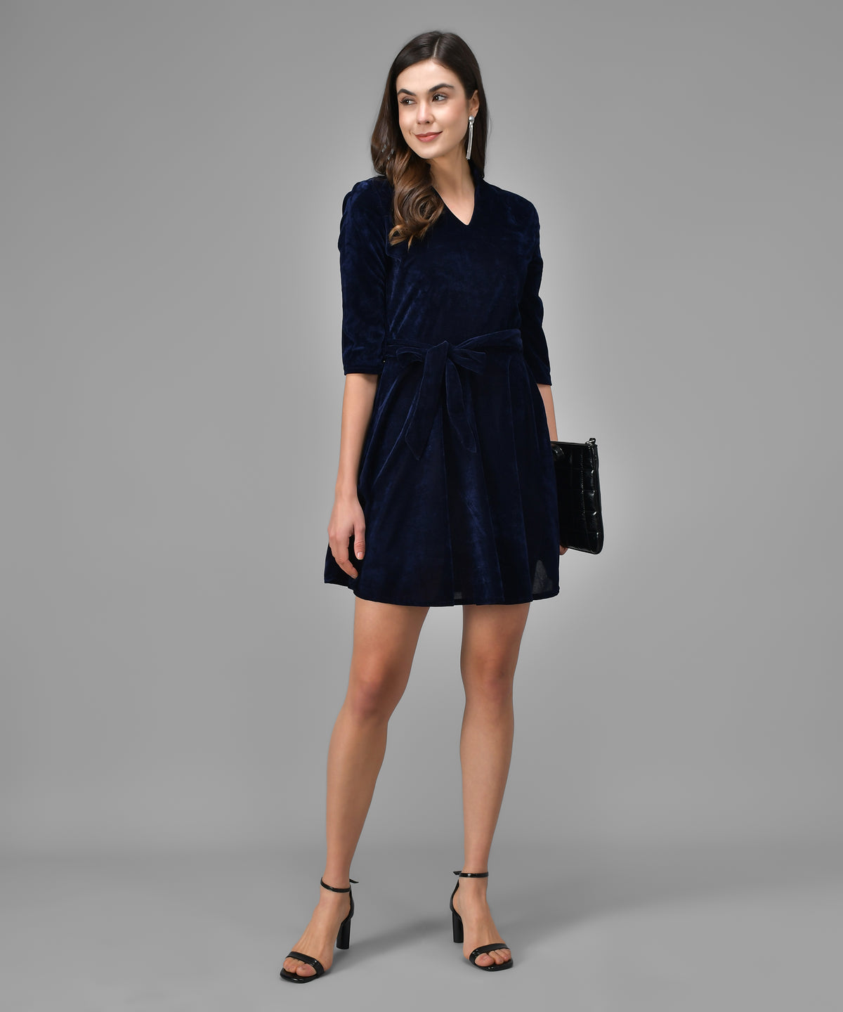 Tie-Ups Velvet Fit & Flare Dress
