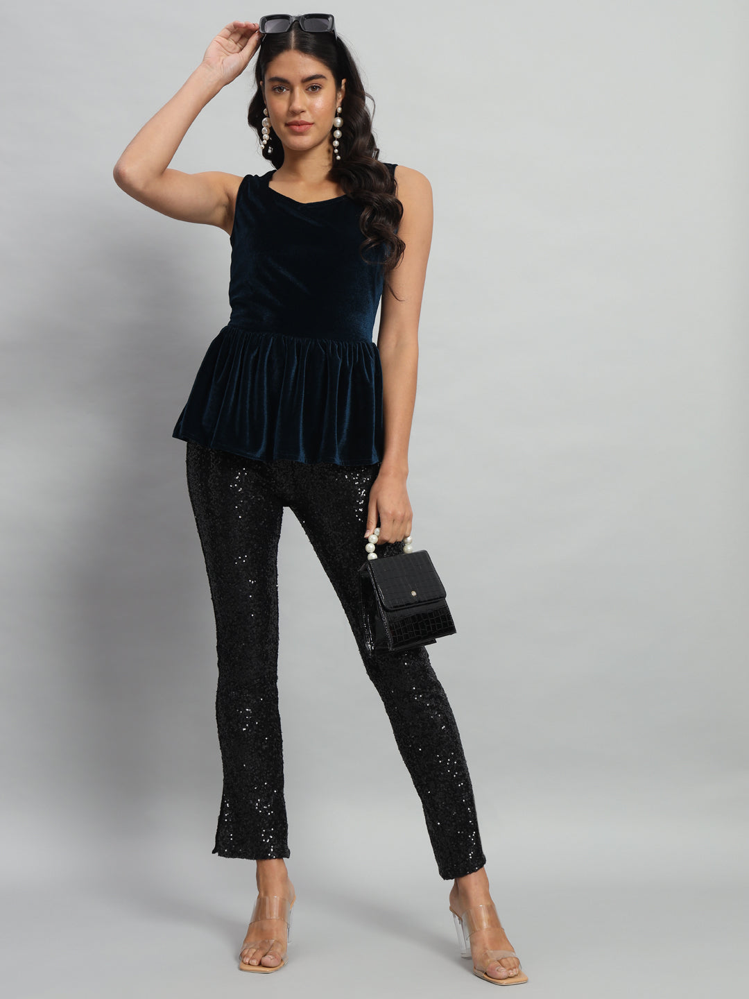 Velvet Peplum Top