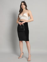 Knee Length Velvet Pencil Skirt