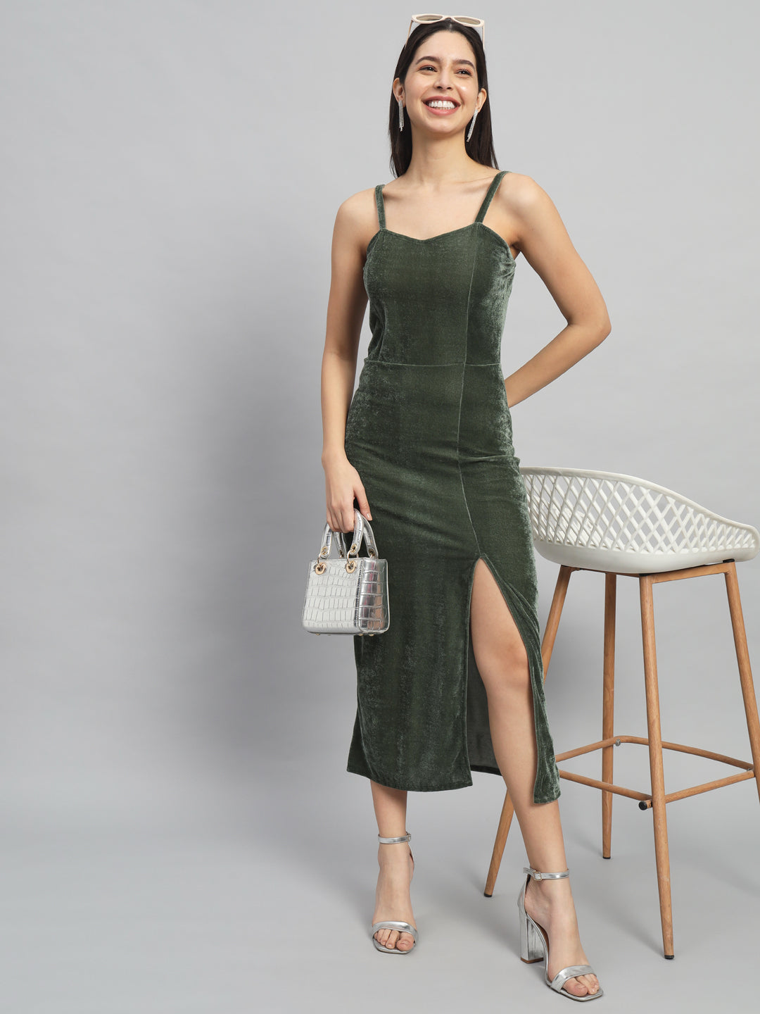 Velvet Sheath Midi Dress