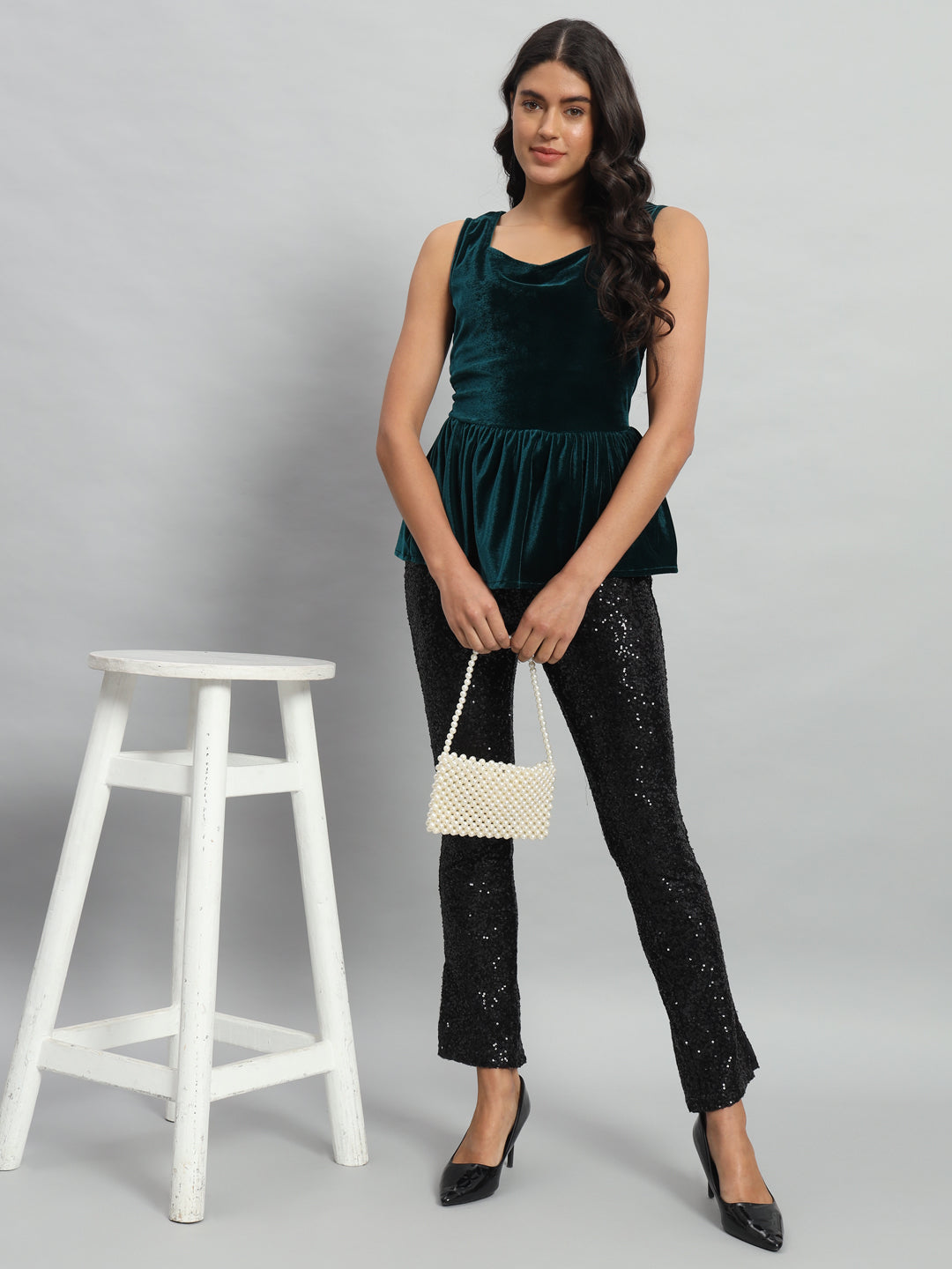 Velvet Peplum Top