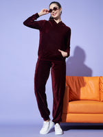 Velvet Tracksuit Set for Women with Hoodie and Handy Pockets