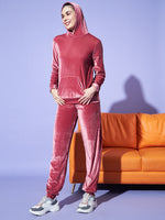 Velvet Tracksuit Set for Women with Hoodie and Handy Pockets