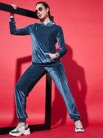 Velvet Tracksuit Set for Women with Hoodie and Handy Pockets
