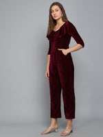 V-Neck Ruffles Details Basic Jumpsuit