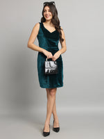 V-Neck Velvet Bodycon Mini Dress
