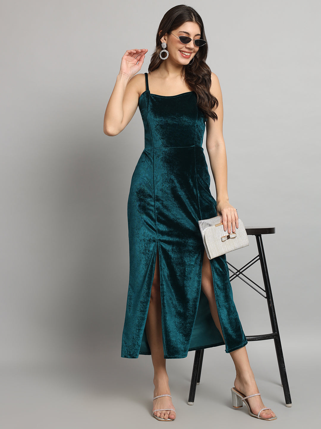 Velvet Sheath Midi Dress