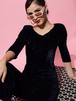 V-Neck Ruffles Details Basic Jumpsuit