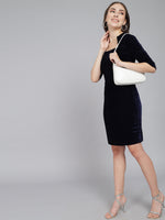Women Square Neck Velvet Sheath Dress