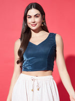 V-Neck Velvet Saree Blouse