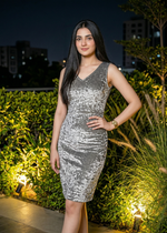 Crush Velvet Wrap Neck Midi Bodycon Dress