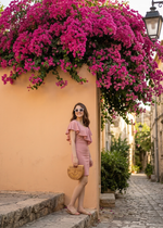 Blush Pink Lycra Ruffle Bodycon Dress