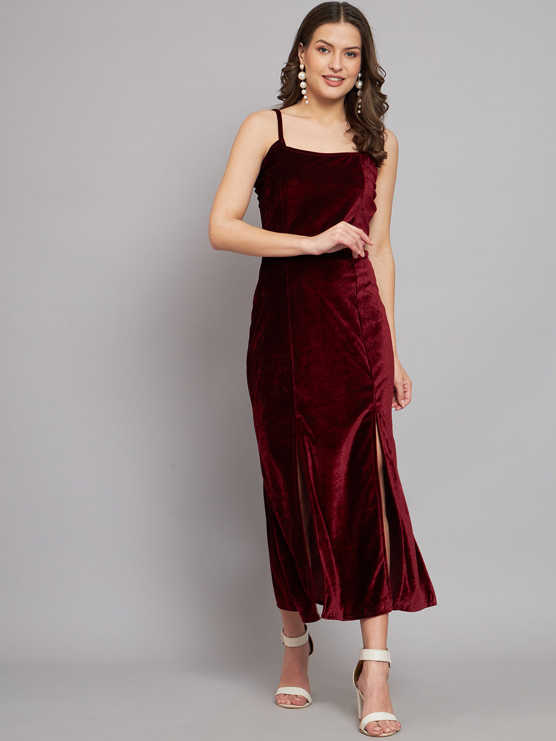 Slit Cuts Bodycon Sleeveless Party Dress Maroon