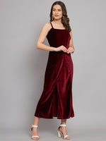 Slit Cuts Bodycon Sleeveless Party Dress Maroon