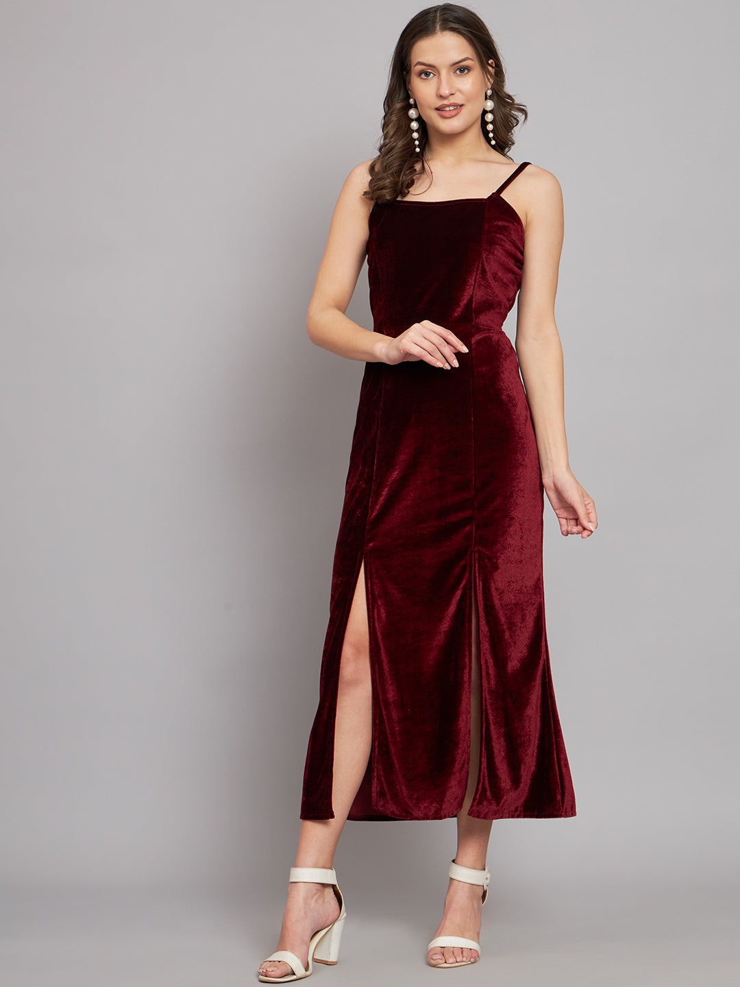 Slit Cuts Bodycon Sleeveless Party Dress Maroon